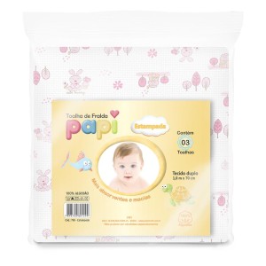 TOALHA FRALDA ESTAMPADA C/3