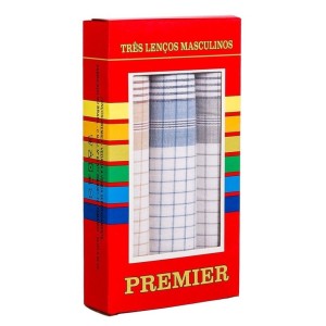 LENÇO PREMIER CAIXA VERMELHA C/3