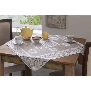 TOALHA DE MESA/CHÁ QUADRADA RENDA LISA