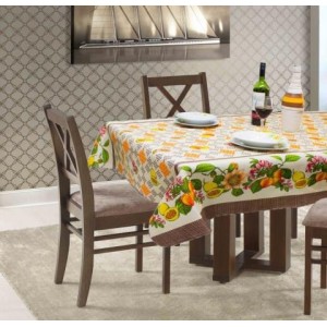 TOALHA MESA RETANGULAR LINHO ESTAMPADA - 6 LUGARES