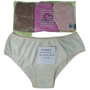 CALCINHA MENINA MOÇA C/3 LISA COTTON