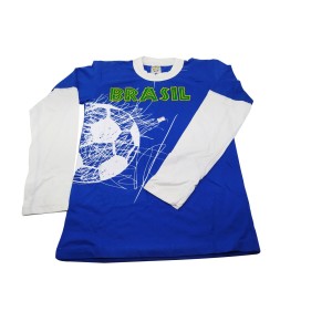 CAMISETA BRASIL MANGA LONGA INFANTIL REPLICA