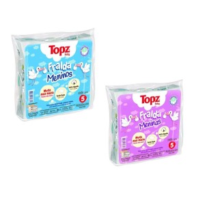 FRALDA DE PANO ESTAMPADA C/5 UNIDADES TOPZ- CREMER  65cm x 65cm