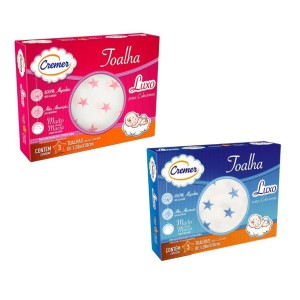 TOALHA FRALDA LUXO ESTAMPADA CREMER - Caixa com 3 unidades  