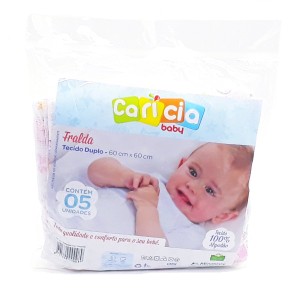 FRALDA C/5 ESTAMPADA - CARICIA  (Campanha Ajudar é Amar - Doação)